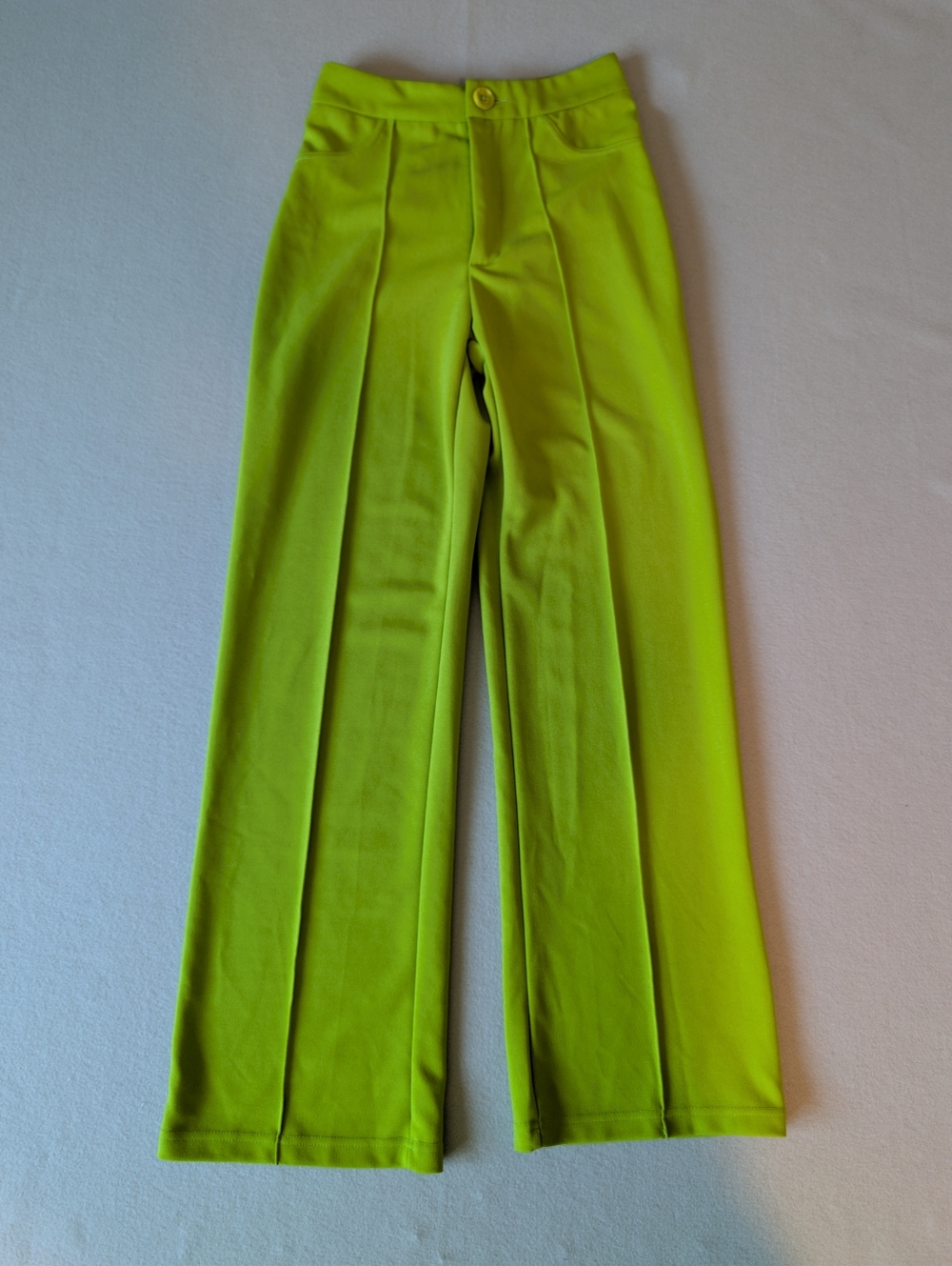 Lime Green Tailored Trousers Brat Green High Waist Wide Leg Pants Dopamine Sz S image 2